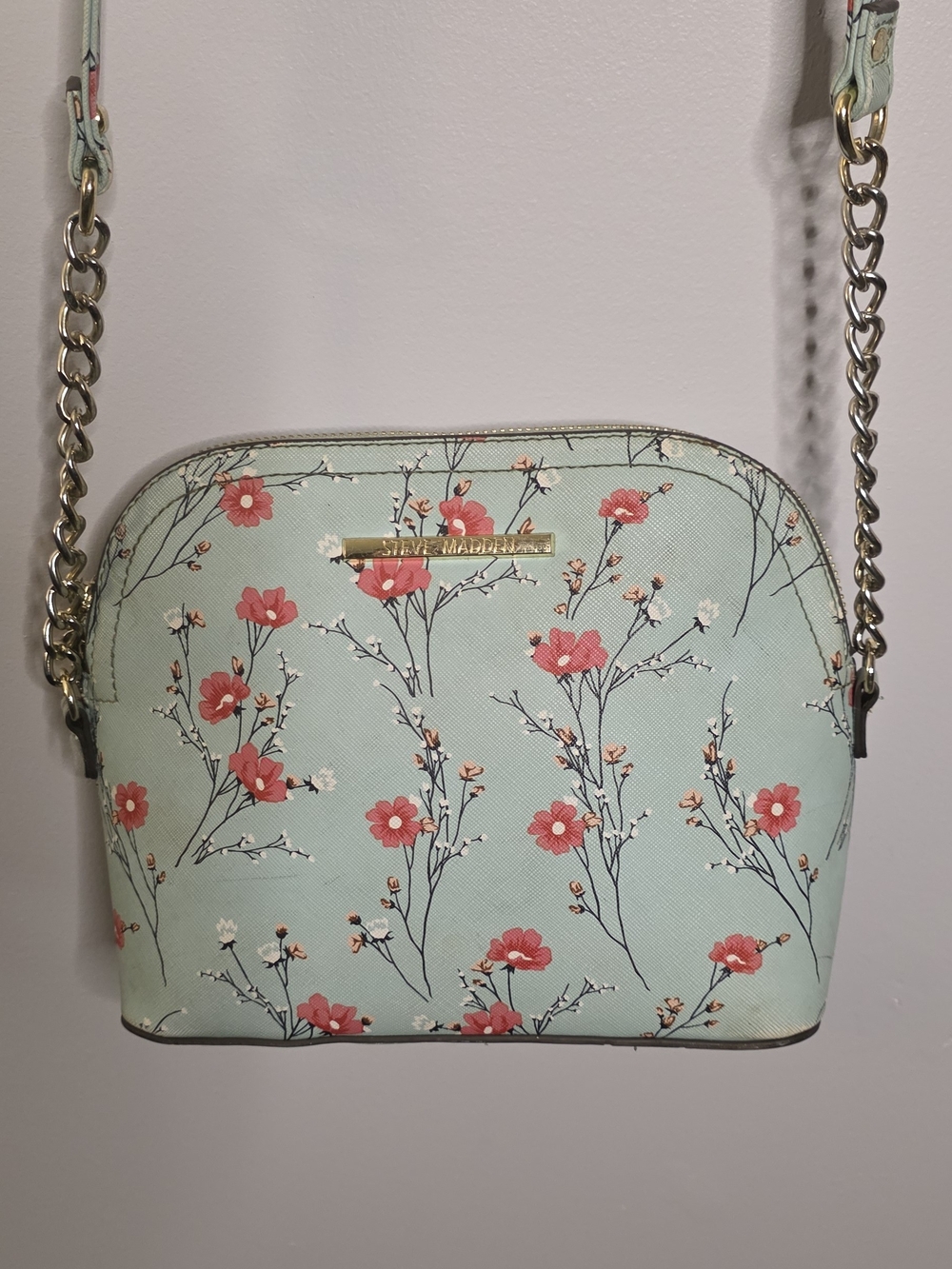 Steve Madden Mint Floral Crossbody with Pink Flowers